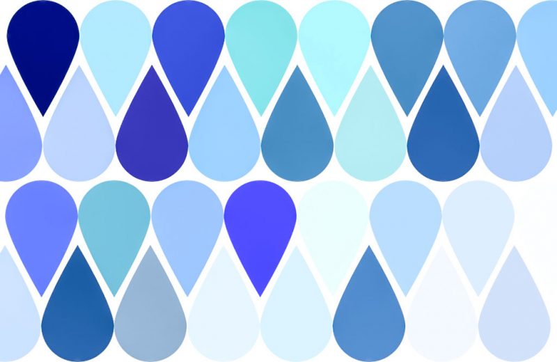 Teardrop shape in different shades and tones of blue